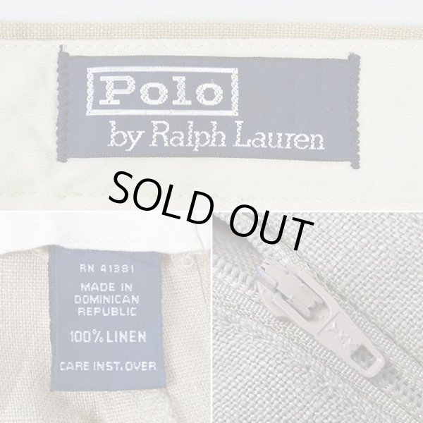 画像3: 90's Polo Ralph Lauren 2タック リネントラウザー "W36 L30" (3)
