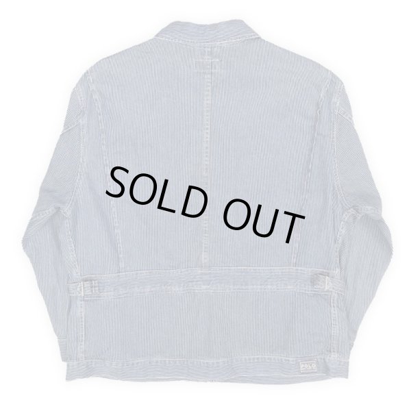 画像2: 90's Polo Ralph Lauren ヒッコリーストライプ柄 ワークジャケット (2)