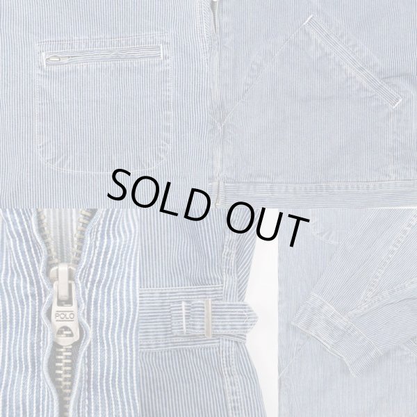 画像4: 90's Polo Ralph Lauren ヒッコリーストライプ柄 ワークジャケット (4)