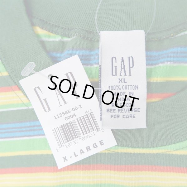 画像3: 90's OLD GAP マルチボーダーTシャツ "GREEN / DEADSTOCK" (3)