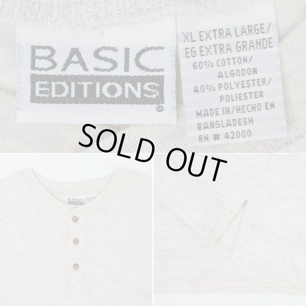画像2: 90's BASIC EDITIONS ヘンリーネックTシャツ "DEADSTOCK / OATMEAL" (2)