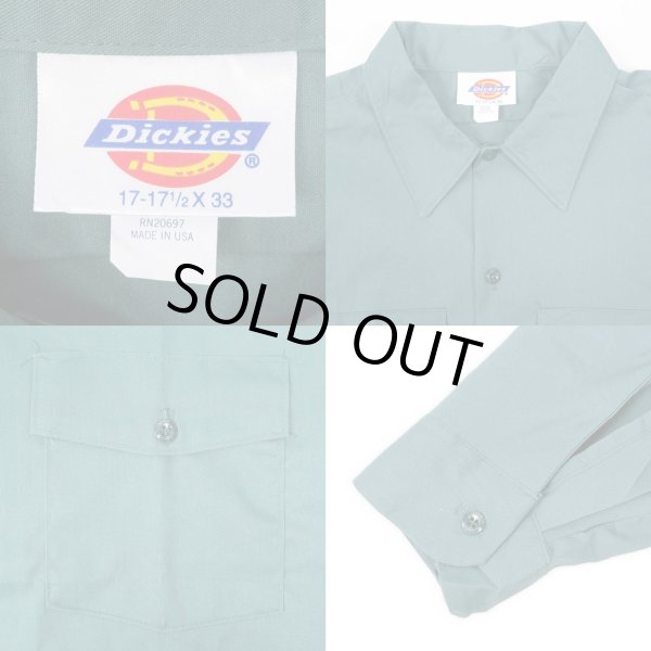 画像4: 90's Dickies L/S ワークシャツ "MADE IN USA / LINCOLN GREEN / DEADSTOCK" (4)