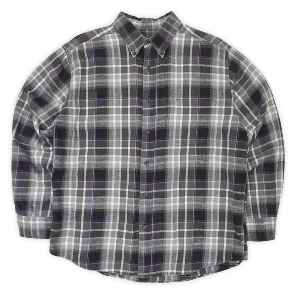 画像1: 00's ST JOHN'S BAY フランネルボタンダウンシャツ "Black Plaid" (1)