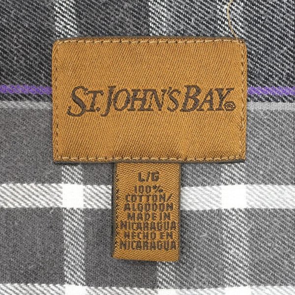 画像2: 00's ST JOHN'S BAY フランネルボタンダウンシャツ "Black Plaid" (2)