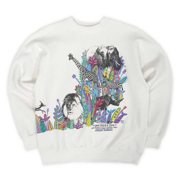 画像1: 90's SAN DIEGO ZOO プリント スウェット "MADE IN USA / Hanes body" (1)