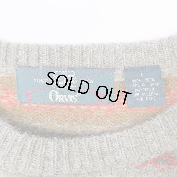 画像2: 90's ORVIS ノルディック柄 ウールニット (2)