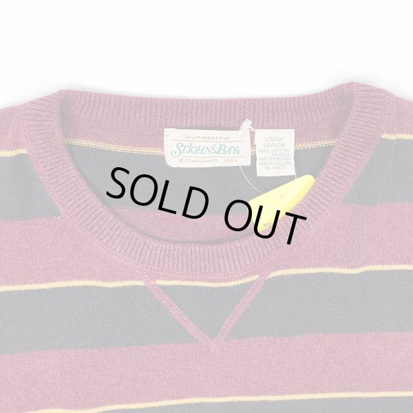 画像3: 90's ST.JOHN’S BAY マルチボーダー柄 コットンニット “BLACK × BURGUNDY” (3)