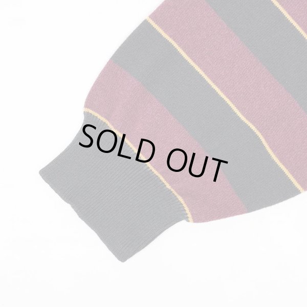 画像4: 90's ST.JOHN’S BAY マルチボーダー柄 コットンニット “BLACK × BURGUNDY” (4)