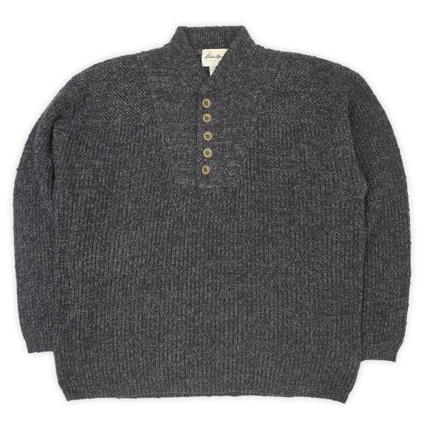 画像1: 90's Eddie Bauer コットンジープニット "Heather Black" (1)