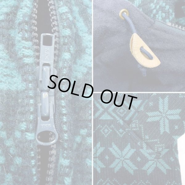 画像4: 80's L.L.Bean ノルディック柄 ウールフーディージャケット "Woolrich OEM / MADE IN USA" (4)