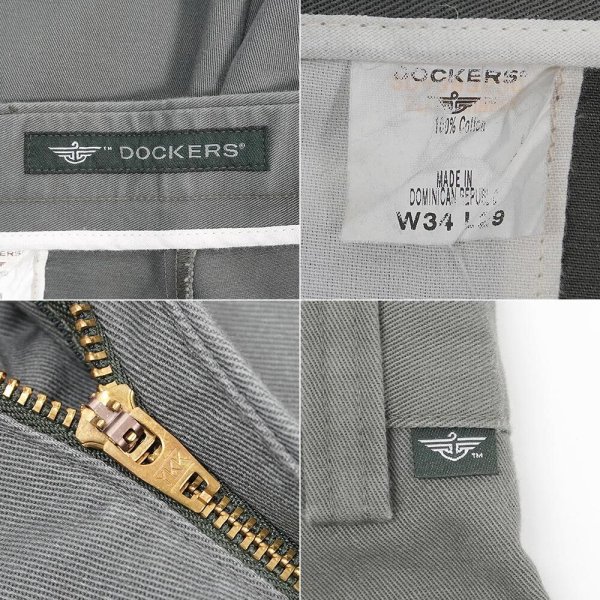 画像3: Early 00's DOCKERS 2タック チノトラウザー "OLIVE GRAY / W34 L29" (3)