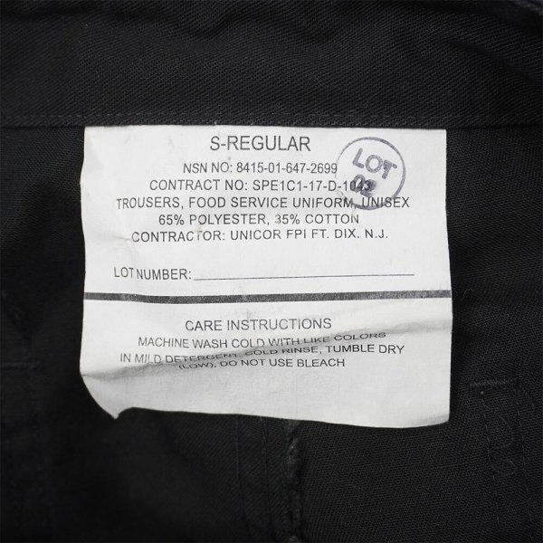 画像3: 00's US.Armed Forces Food Service Uniform Trousers "S-REG / BLACK" (3)