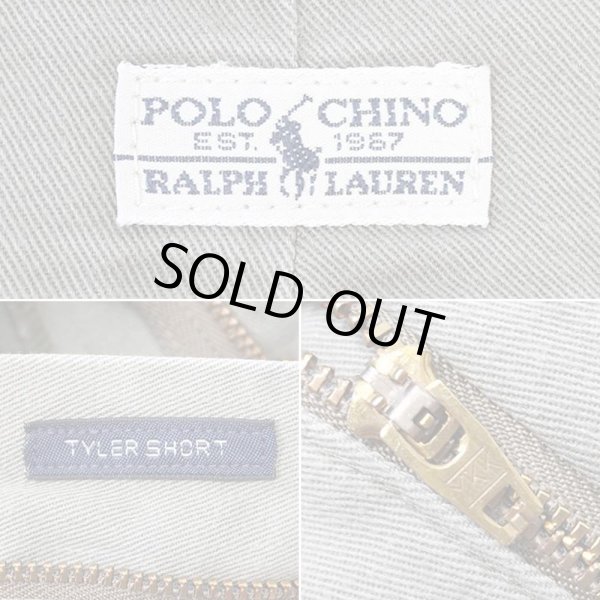 画像4: 90's Polo Ralph Lauren 2タック チノショーツ "TYLER SHORT / MADE IN USA / OLIVE" (4)