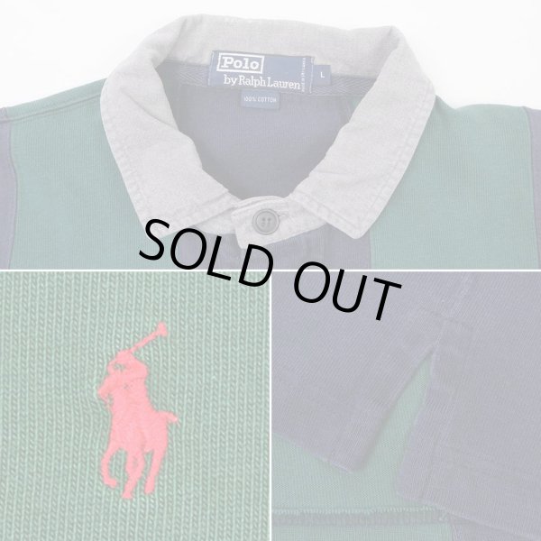 画像3: 90's Polo Ralph Lauren ワイドストライプ柄 ラガーシャツ (3)
