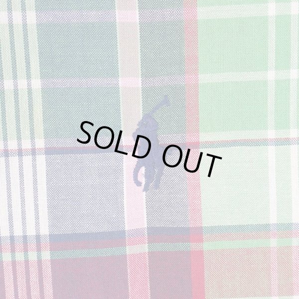 画像3: 00's Polo Ralph Lauren S/S ボタンダウンシャツ "CLASSIC FIT / GREEN BASE" (3)