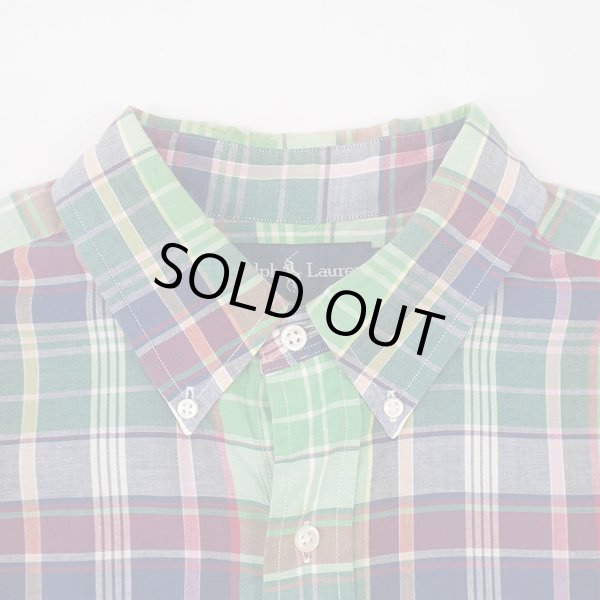 画像4: 00's Polo Ralph Lauren S/S ボタンダウンシャツ "CLASSIC FIT / GREEN BASE" (4)