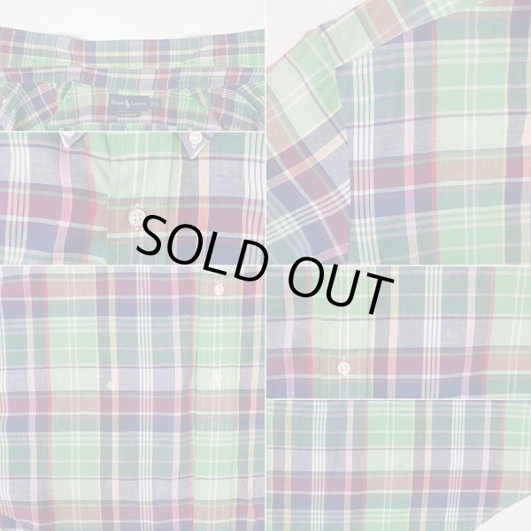 画像5: 00's Polo Ralph Lauren S/S ボタンダウンシャツ "CLASSIC FIT / GREEN BASE" (5)