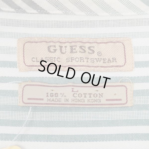 画像2: 90's GUESS マルチストライプ柄 ノーカラーシャツ (2)