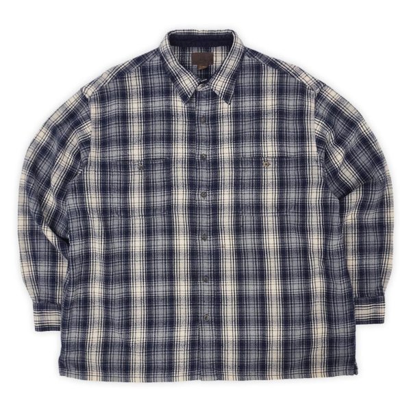画像1: 90's ST JOHN'S BAY ヘビーネルシャツ “Navy Plaid” (1)