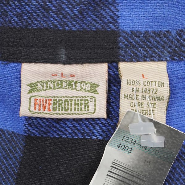 画像2: Late 90's FIVE BROTHER ブロックチェック柄 ヘビーネルシャツ "DEADSTOCK" (2)