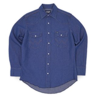 90's Wrangler 先染め ブラックデニムウエスタンシャツ 