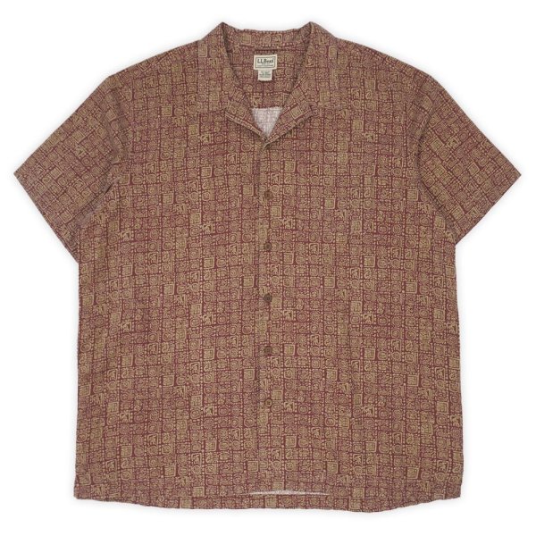 画像1: 00's L.L.Bean S/S 総柄 オープンカラーシャツ 【6】 (1)