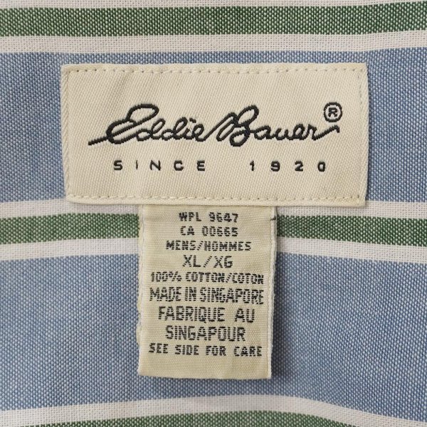 画像2: 90's Eddie Bauer マルチストライプ柄 バンドカラーシャツ (2)