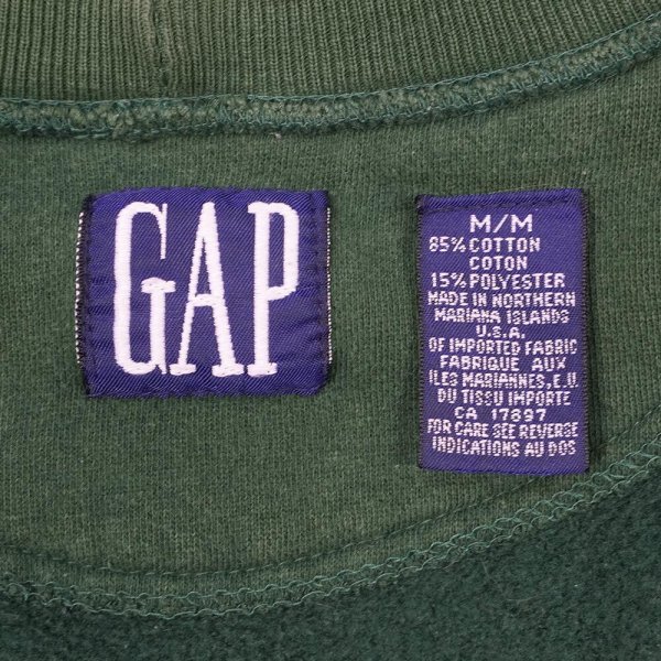 画像2: 90's OLD GAP 前V ブランクスウェット "FADE GREEN" (2)
