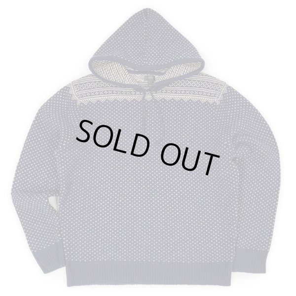 画像1: 00's J.CREW バーズアイ柄 ウールニットパーカー (1)