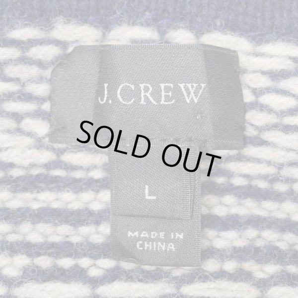画像2: 00's J.CREW バーズアイ柄 ウールニットパーカー (2)