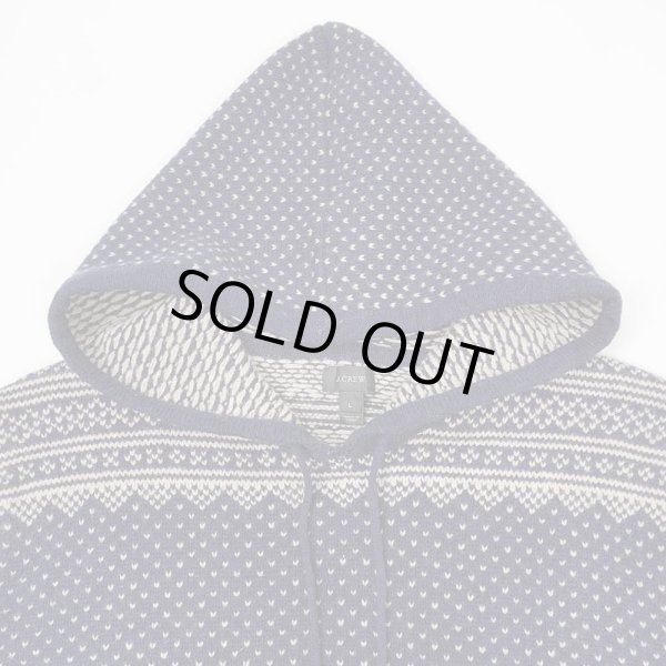 画像3: 00's J.CREW バーズアイ柄 ウールニットパーカー (3)