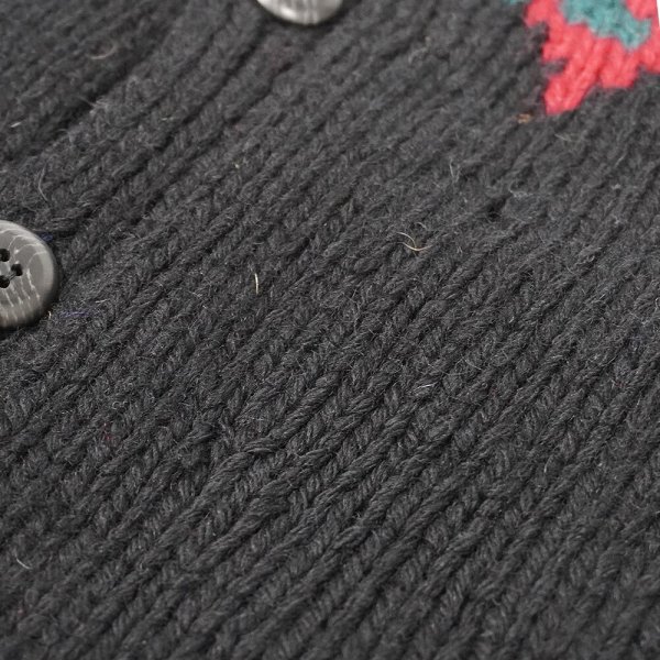 画像4: 90's BANANA REPUBLIC ノルディック柄 ウールニットカーディガン "BLACK / HAND KNIT" (4)