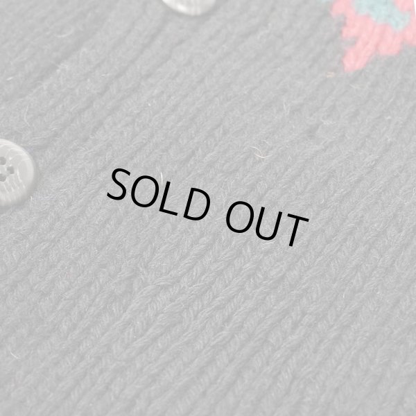 画像4: 90's BANANA REPUBLIC ノルディック柄 ウールニットカーディガン "BLACK / HAND KNIT" (4)