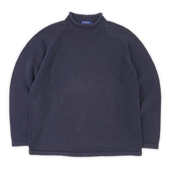 画像1: Early 00's J.CREW ロールネック コットンニット "NAVY" (1)