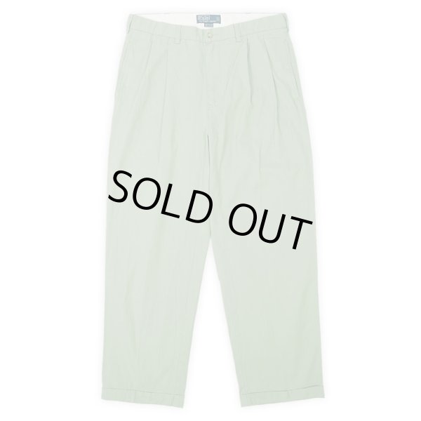 画像1: 90's Polo Ralph Lauren 2タック チノトラウザー "HAMMOND PANT / Light Green" (1)