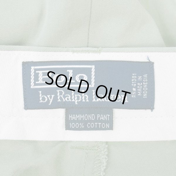 画像3: 90's Polo Ralph Lauren 2タック チノトラウザー "HAMMOND PANT / Light Green" (3)