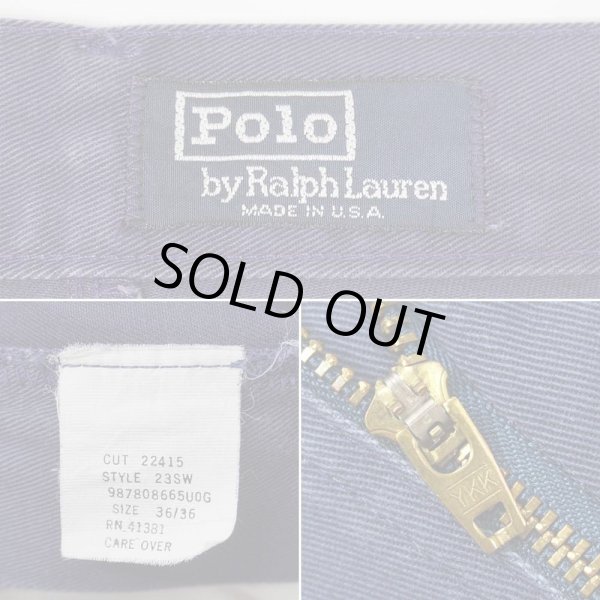 画像4: Early 90's Polo Ralph Lauren 2タック チノトラウザ― "MADE IN USA / NAVY" (4)