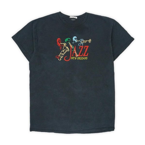 画像1: 00's JAZZ NEW ORLEANS ロゴ刺繍Tシャツ (1)