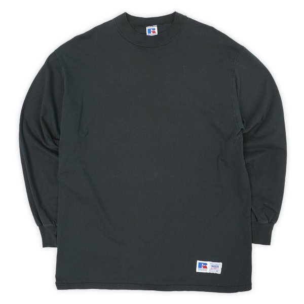 画像1: 90's RUSSELL L/S ブランクTシャツ "BLACK / MADE IN USA" (1)