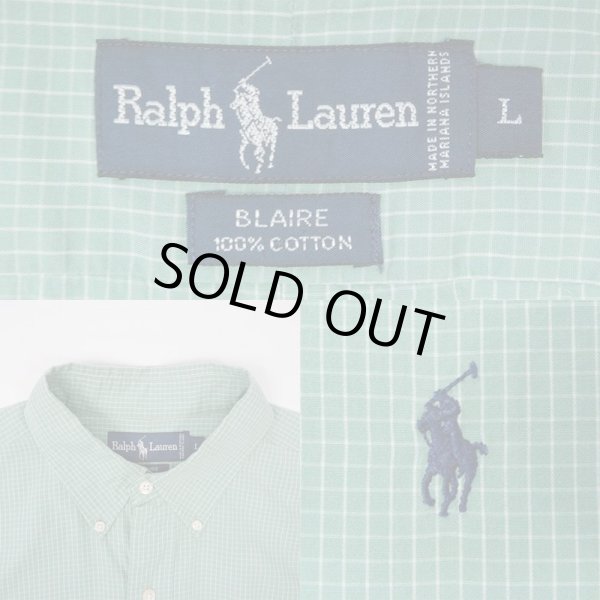 画像3: 90's Polo Ralph Lauren S/S ボタンダウンシャツ “BLAIRE / 格子チェック柄 / GREEN” (3)