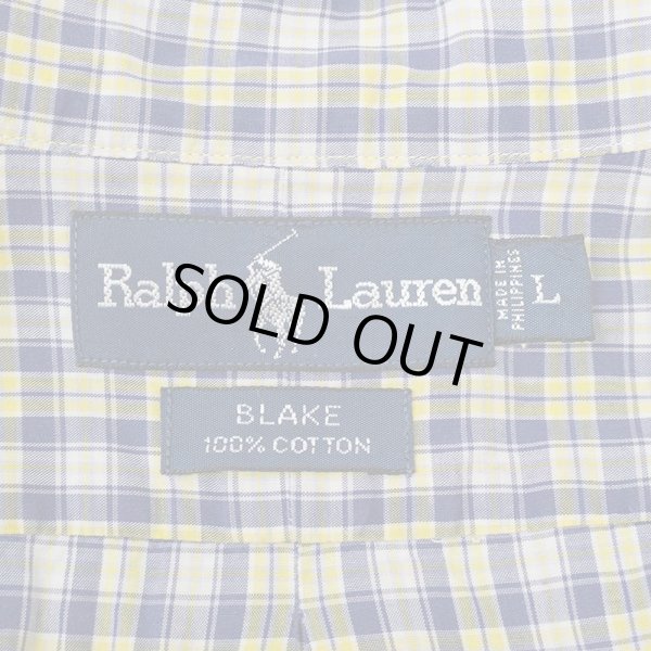 画像2: 90's Polo Ralph Lauren S/S ボタンダウンシャツ "BLAKE / NAVY Plaid" (2)