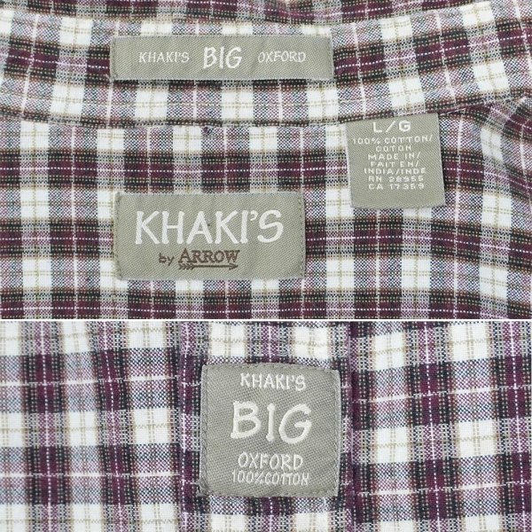 画像2: 90's KHAKI'S by ARROW ボタンダウンシャツ "BIG OXFORD / BURGUNDY PLAID" (2)