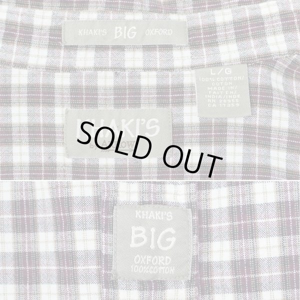 画像2: 90's KHAKI'S by ARROW ボタンダウンシャツ "BIG OXFORD / BURGUNDY PLAID" (2)