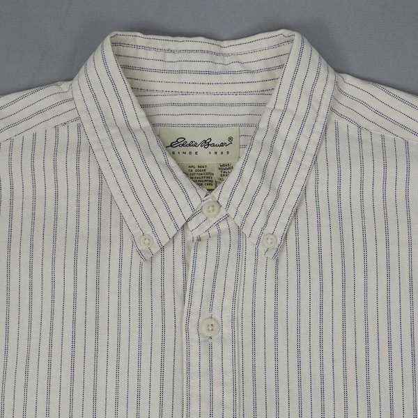 画像3: 90's Eddie Bauer マルチストライプ柄 ボタンダウンシャツ "白タグ" (3)