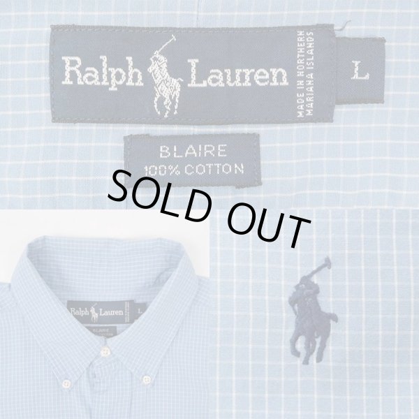 画像3: 90's Polo Ralph Lauren S/S ボタンダウンシャツ “BLAIRE / 格子チェック柄 / BLUE” (3)