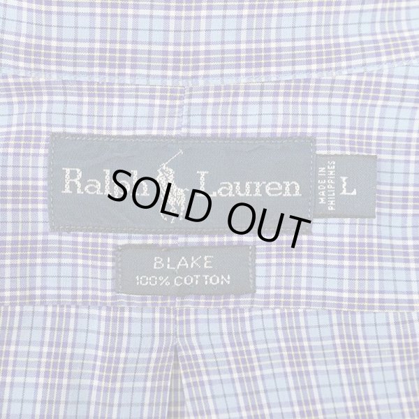 画像2: 90's Polo Ralph Lauren S/S ボタンダウンシャツ "BLAKE / BLUE Plaid" (2)