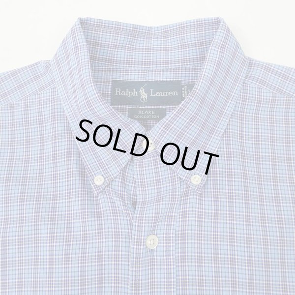 画像3: 90's Polo Ralph Lauren S/S ボタンダウンシャツ "BLAKE / BLUE Plaid" (3)