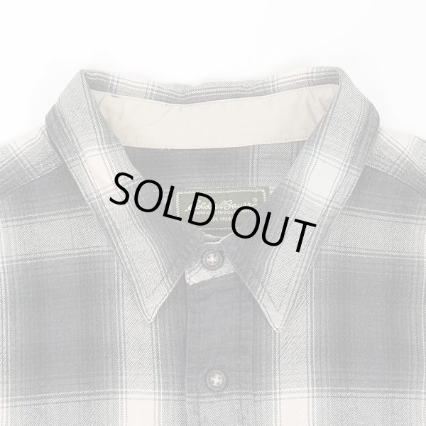 画像3: 00's Eddie Bauer マチ付き フランネルシャツ "Black Omble Plaid" (3)