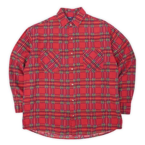 画像1: 90's SAUGATUCK プリントネルシャツ "Red Plaid" (1)