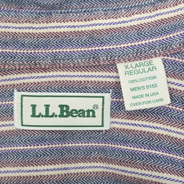画像2: 90's L.L.Bean マルチストライプ柄 ボタンダウンシャツ "MADE IN USA" (2)